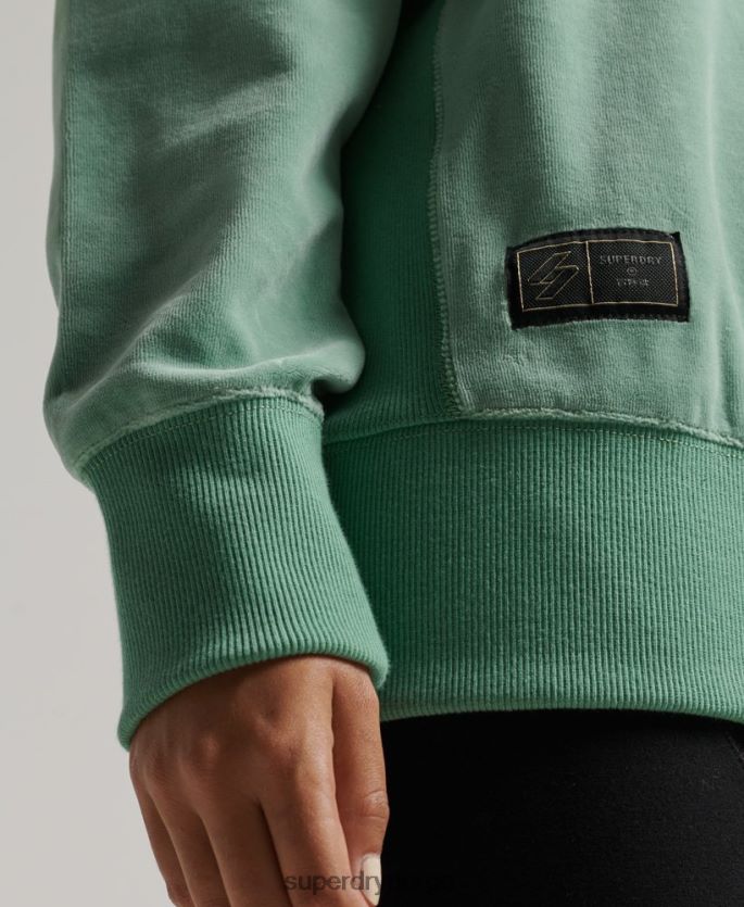 Superdry grønn klær 86P46D5776 kode s logo velour overdimensjonert mannskap kvinner