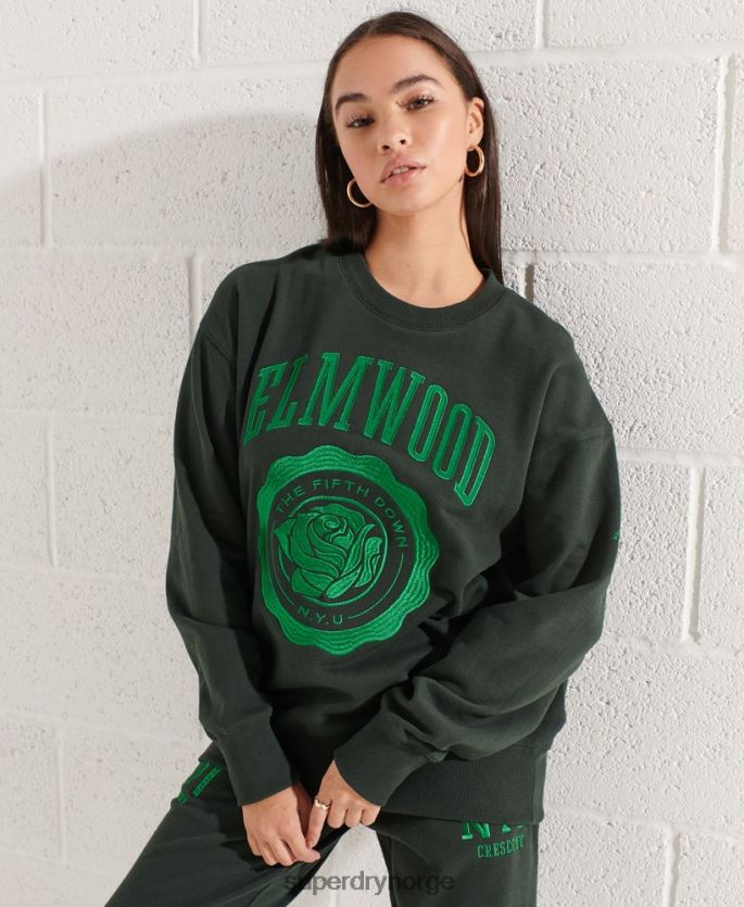 Superdry grønn klær 86P46D5836 college grafisk oversized crew sweatshirt kvinner