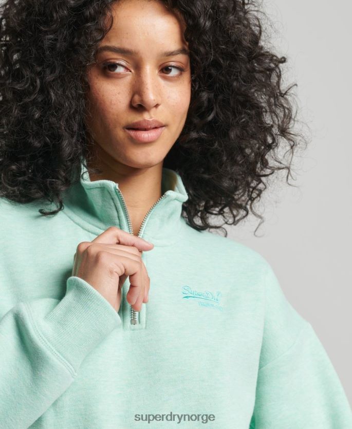 Superdry grønn klær 86P46D5893 Henley sweatshirt med vintage logo i økologisk bomull kvinner