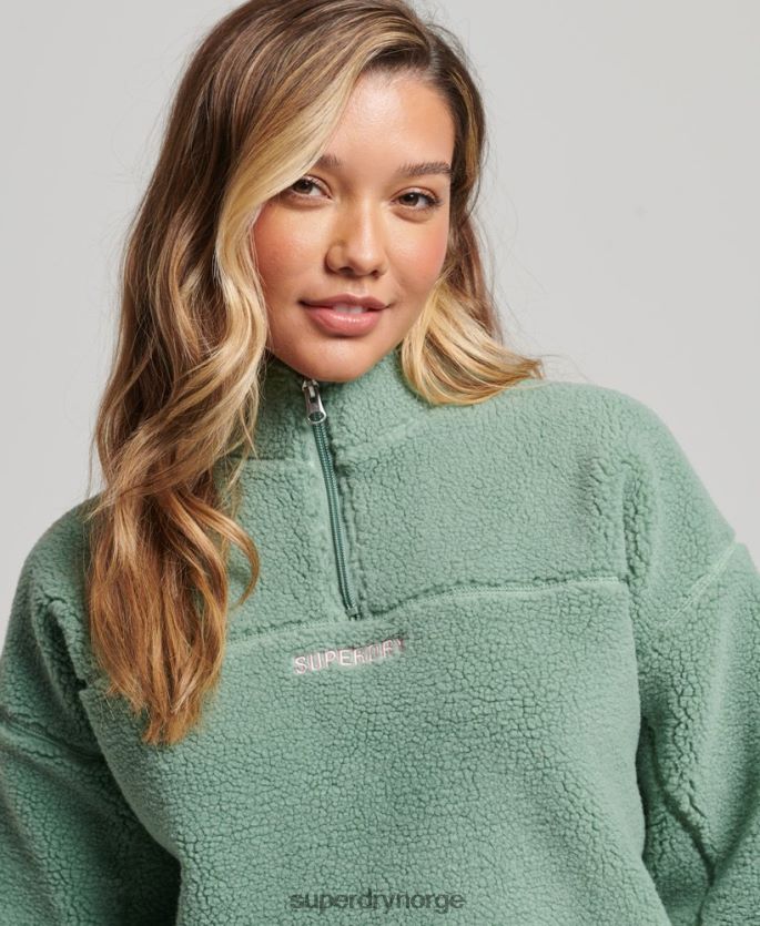 Superdry grønn klær 86P46D5914 myk fôret henley borg genser kvinner