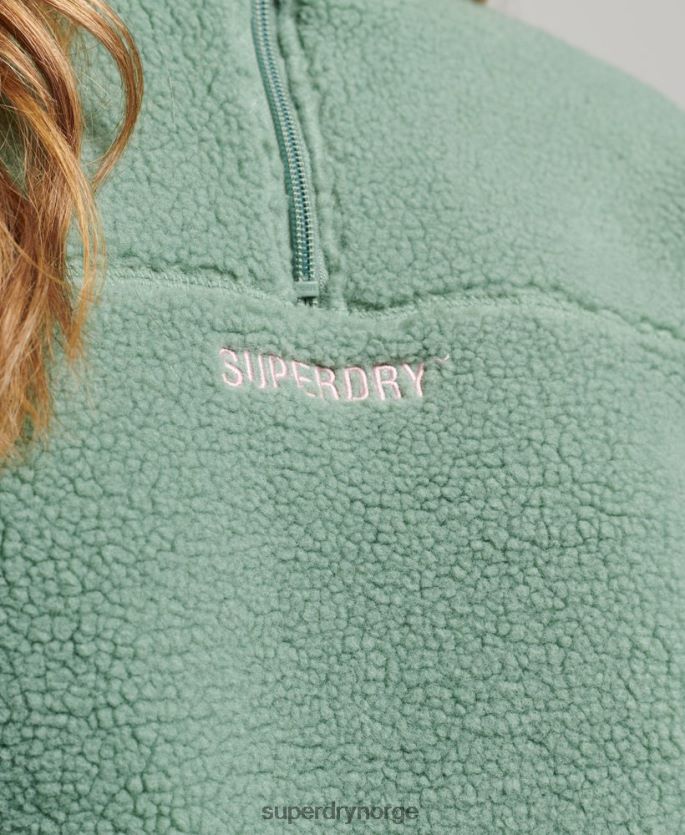 Superdry grønn klær 86P46D5914 myk fôret henley borg genser kvinner