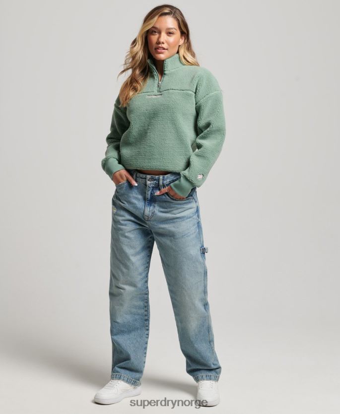 Superdry grønn klær 86P46D5914 myk fôret henley borg genser kvinner