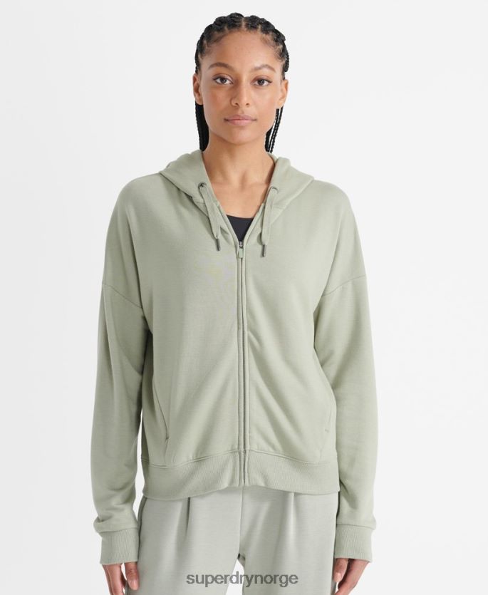 Superdry grønn klær 86P46D5917 flex hettegenser med glidelås kvinner