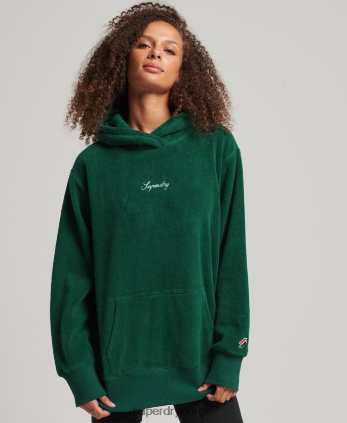 Superdry grønn klær 86P46D5919 oversized hettegenser i grafisk fleece kvinner