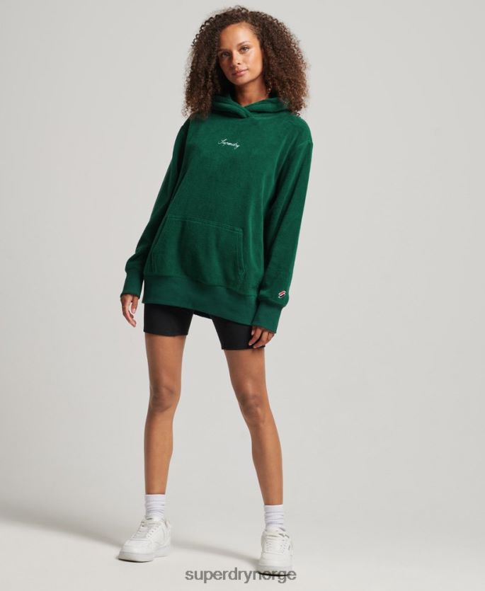 Superdry grønn klær 86P46D5919 oversized hettegenser i grafisk fleece kvinner