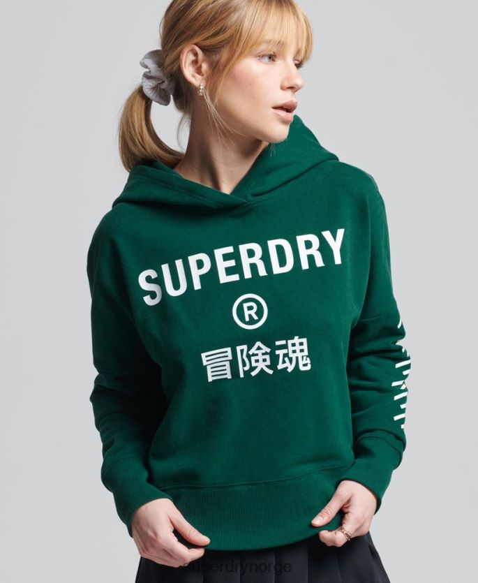 Superdry grønn klær 86P46D5955 code core sport crop box hettegenser kvinner