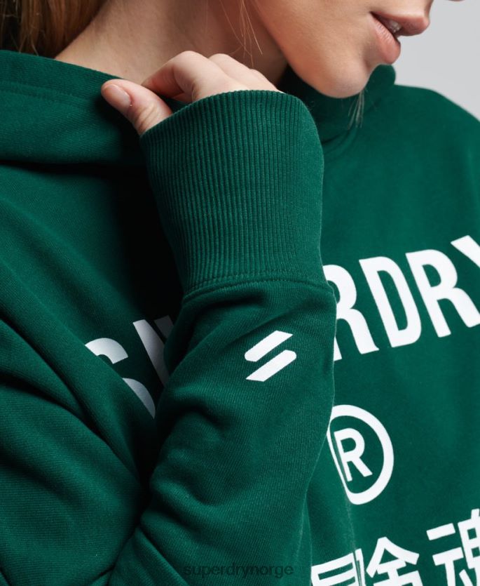 Superdry grønn klær 86P46D5955 code core sport crop box hettegenser kvinner