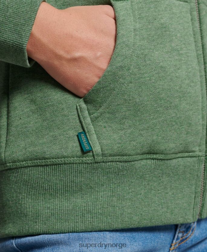 Superdry grønn klær 86P46D5957 hettegenser med logo og glidelås i økologisk bomull kvinner