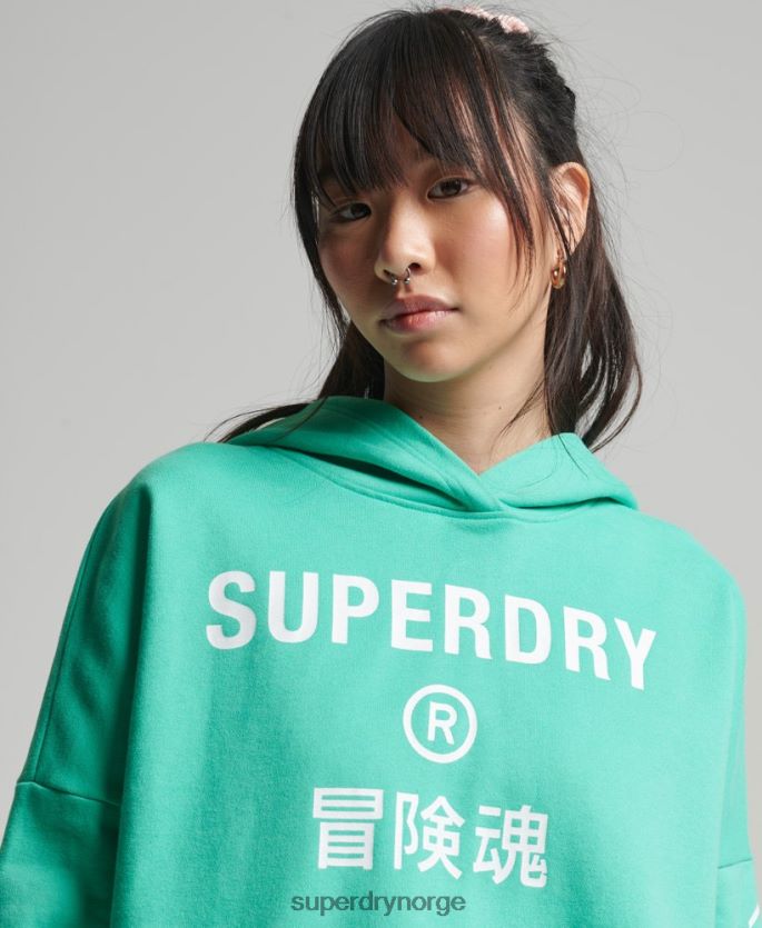 Superdry grønn klær 86P46D5978 sport crop box hettegenser kvinner