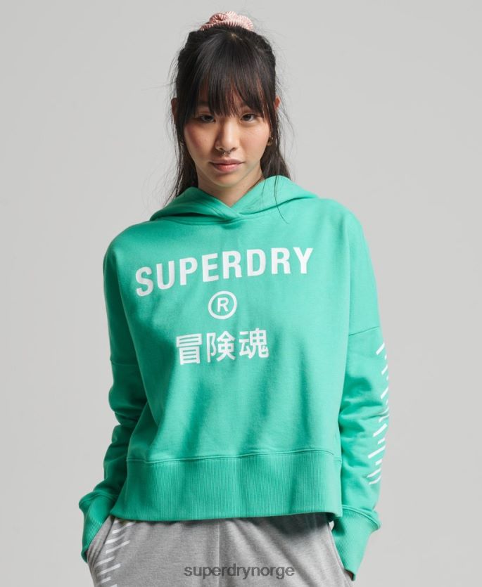 Superdry grønn klær 86P46D5978 sport crop box hettegenser kvinner