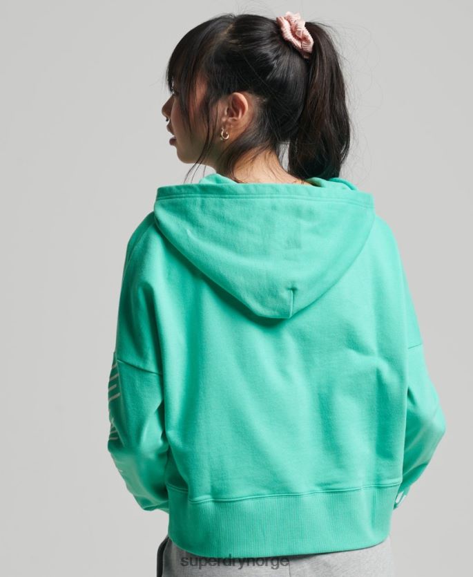 Superdry grønn klær 86P46D5978 sport crop box hettegenser kvinner
