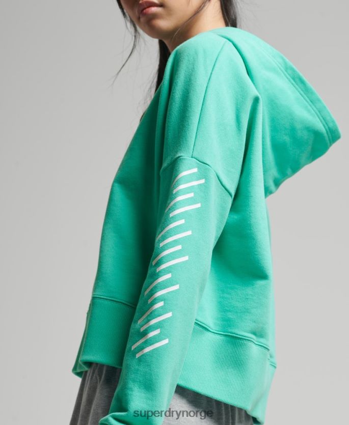 Superdry grønn klær 86P46D5978 sport crop box hettegenser kvinner