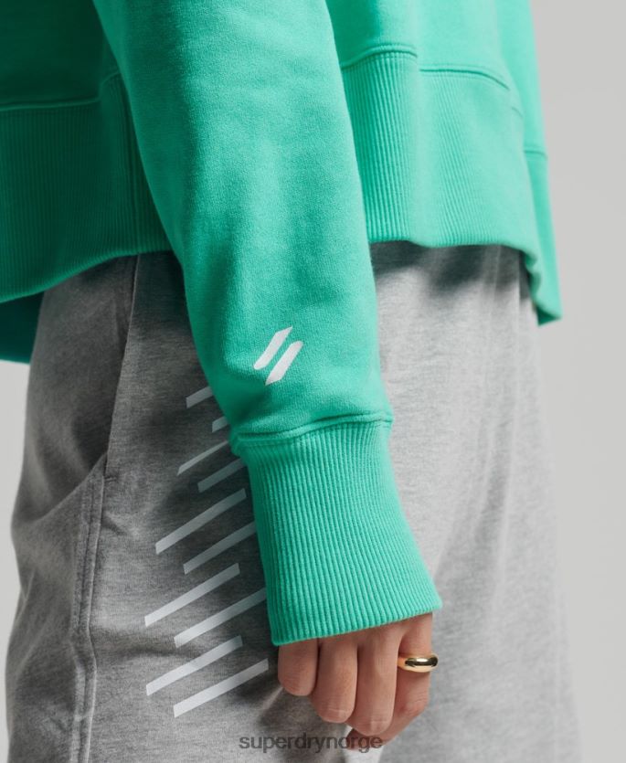 Superdry grønn klær 86P46D5978 sport crop box hettegenser kvinner