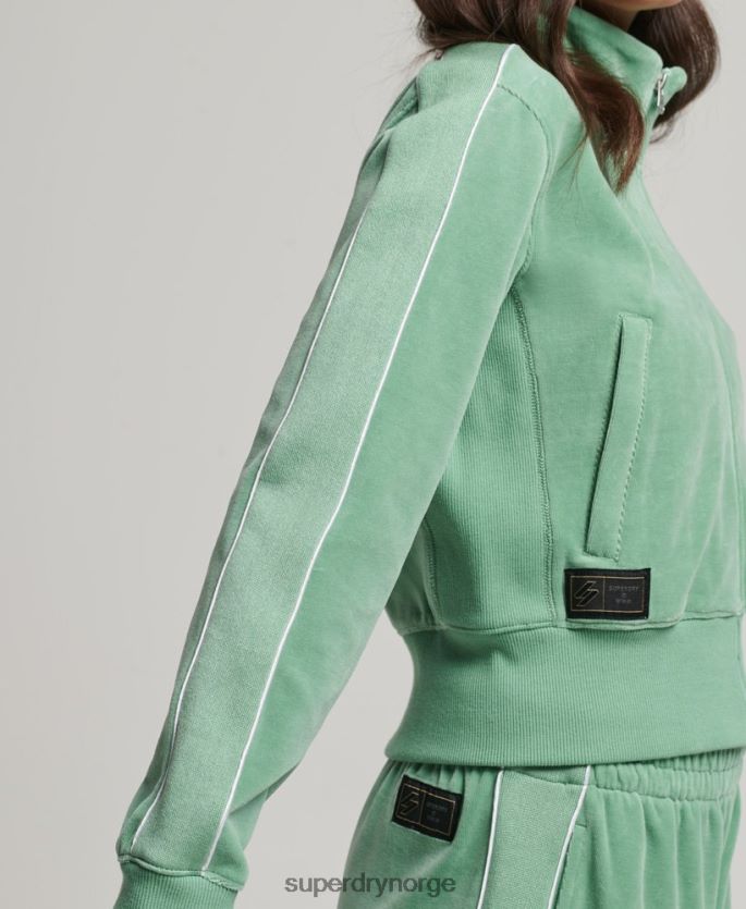 Superdry grønn klær 86P46D6069 kode s logo velour track topp kvinner