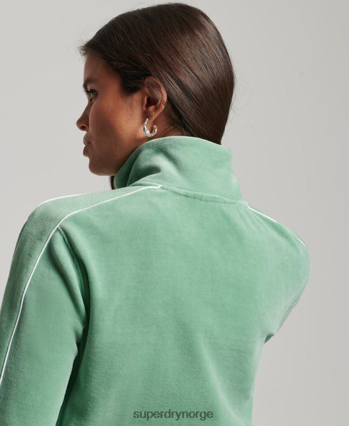 Superdry grønn klær 86P46D6069 kode s logo velour track topp kvinner