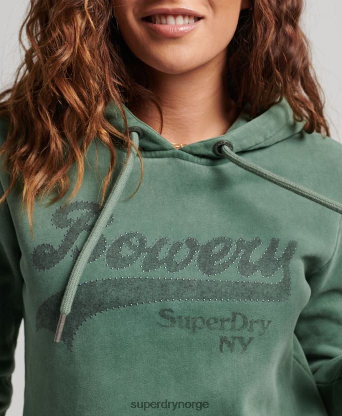 Superdry grønn klær 86P46D6074 grafisk logo gnisten hettegenser kvinner