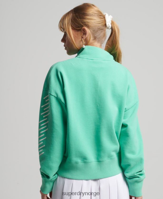 Superdry grønn klær 86P46D6082 core sport sweatshirt med halv glidelås kvinner