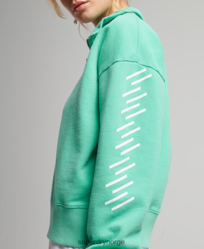 Superdry grønn klær 86P46D6082 core sport sweatshirt med halv glidelås kvinner