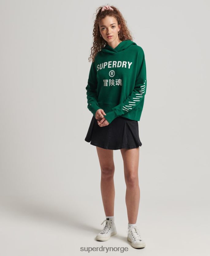 Superdry grønn klær 86P46D6087 sport crop box hettegenser kvinner