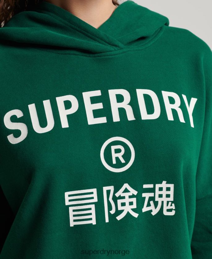 Superdry grønn klær 86P46D6087 sport crop box hettegenser kvinner
