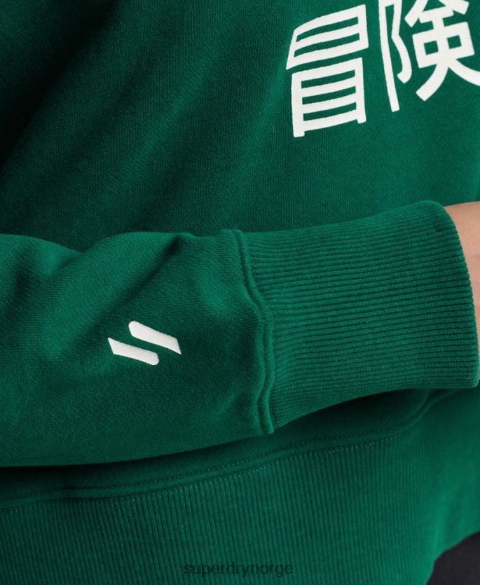 Superdry grønn klær 86P46D6087 sport crop box hettegenser kvinner