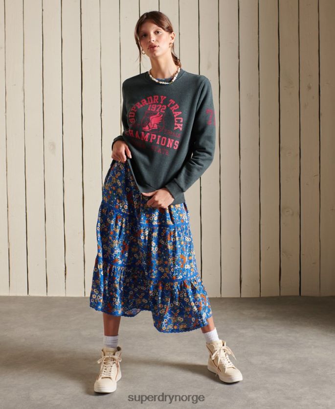 Superdry grønn klær 86P46D6107 genser for friidrettsmannskap kvinner