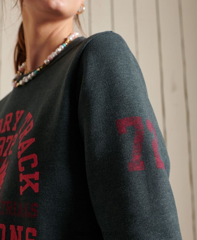 Superdry grønn klær 86P46D6107 genser for friidrettsmannskap kvinner