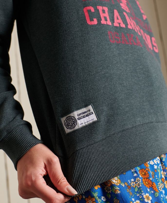 Superdry grønn klær 86P46D6107 genser for friidrettsmannskap kvinner