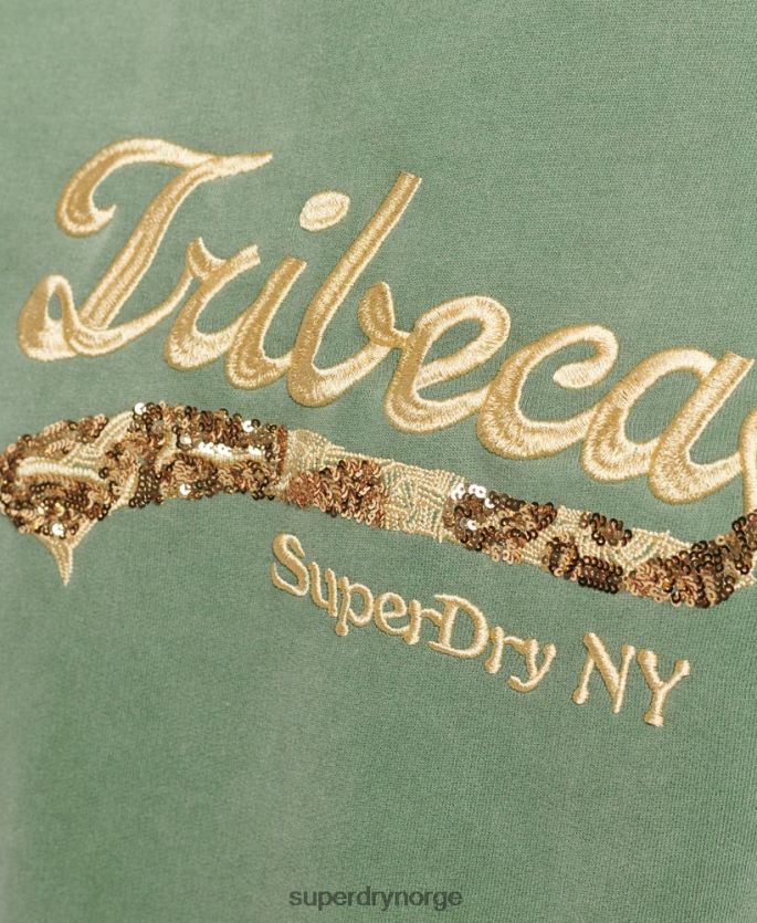 Superdry grønn klær 86P46D6112 vintage genser med borough crew med logo kvinner