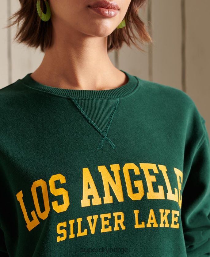 Superdry grønn klær 86P46D6162 college grafisk oversized crew sweatshirt kvinner