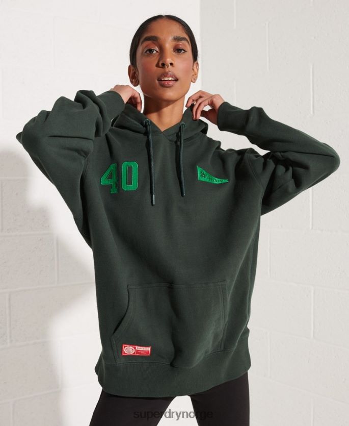 Superdry grønn klær 86P46D6168 college grafisk crop hettegenser kvinner