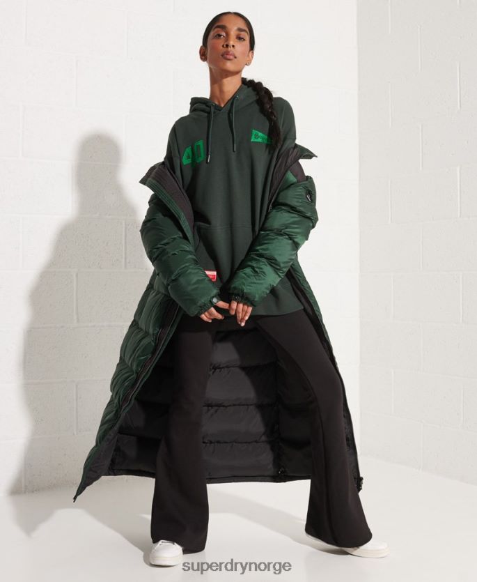 Superdry grønn klær 86P46D6168 college grafisk crop hettegenser kvinner