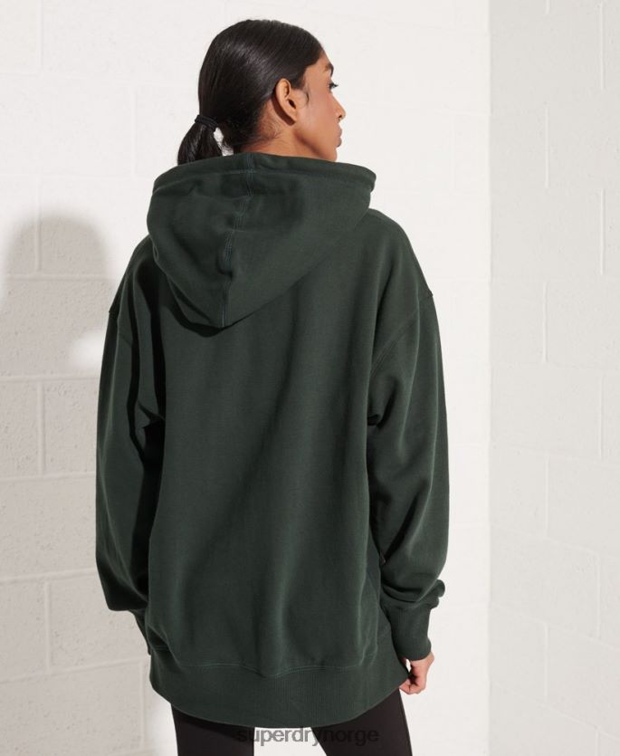 Superdry grønn klær 86P46D6168 college grafisk crop hettegenser kvinner