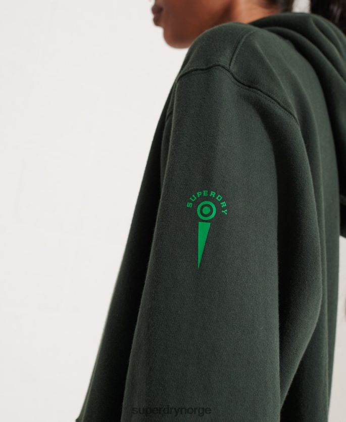 Superdry grønn klær 86P46D6168 college grafisk crop hettegenser kvinner