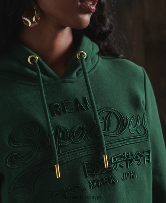 Superdry grønn klær 86P46D6183 vintage logo brodert hettegenser kvinner
