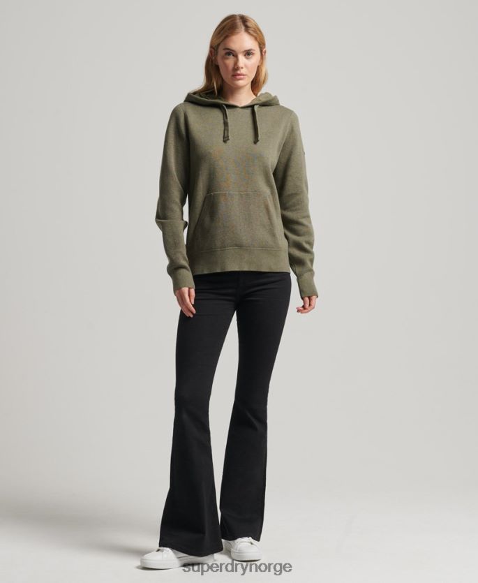 Superdry grønn klær 86P46D6757 økologisk bomull essensiell hettegenser i økologisk bomull kvinner