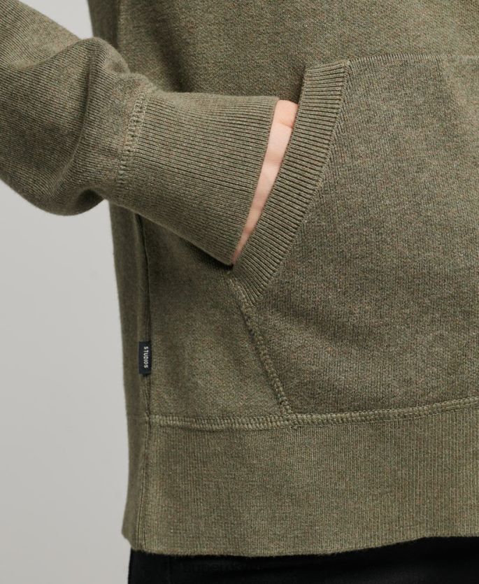 Superdry grønn klær 86P46D6757 økologisk bomull essensiell hettegenser i økologisk bomull kvinner