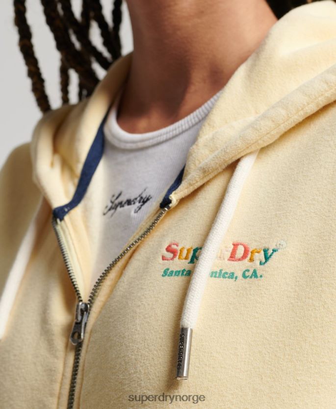 Superdry gul klær 86P46D2208 vintage regnbue hettegenser med glidelås kvinner