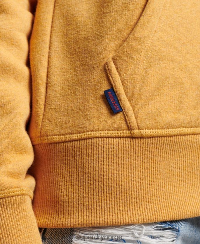 Superdry gul klær 86P46D3331 vintage logo brodert hettegenser med glidelås kvinner