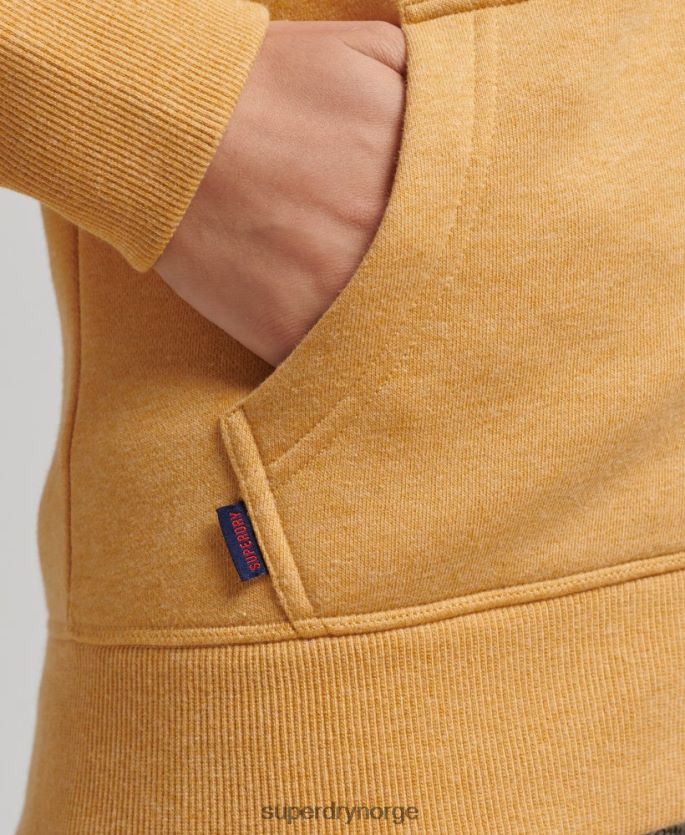 Superdry gul klær 86P46D3343 hettegenser med logo og glidelås i økologisk bomull kvinner