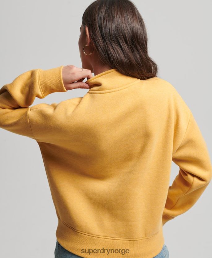 Superdry gul klær 86P46D3372 Henley sweatshirt med vintage logo i økologisk bomull kvinner