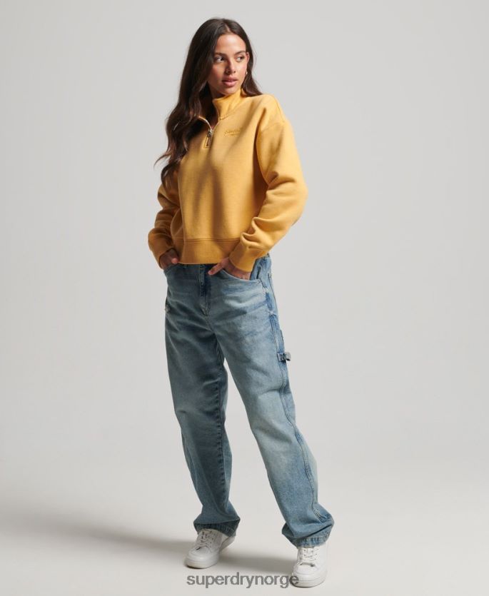 Superdry gul klær 86P46D3372 Henley sweatshirt med vintage logo i økologisk bomull kvinner