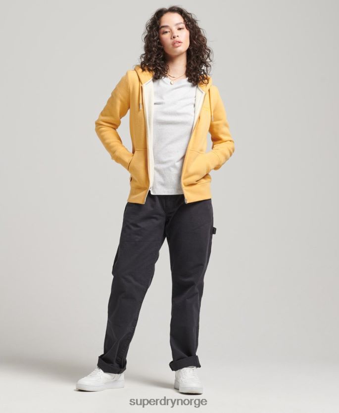 Superdry gul klær 86P46D3384 vintage hettegenser med glidelås i økologisk bomull kvinner