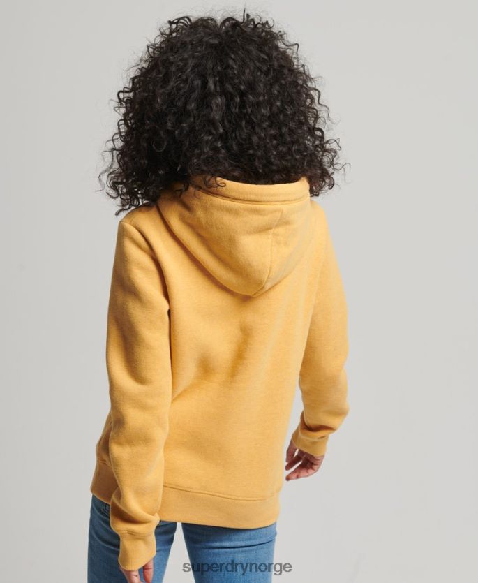 Superdry gul klær 86P46D3386 vintage logobrodert hettegenser i økologisk bomull kvinner