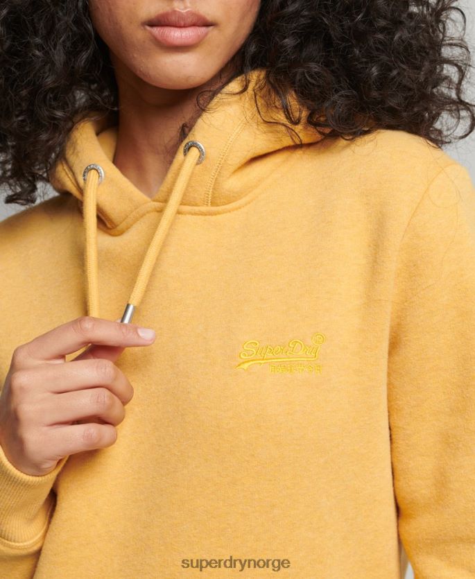 Superdry gul klær 86P46D3386 vintage logobrodert hettegenser i økologisk bomull kvinner