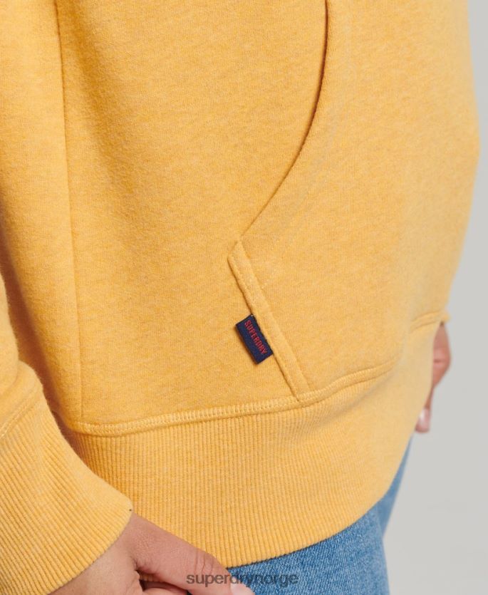 Superdry gul klær 86P46D3386 vintage logobrodert hettegenser i økologisk bomull kvinner