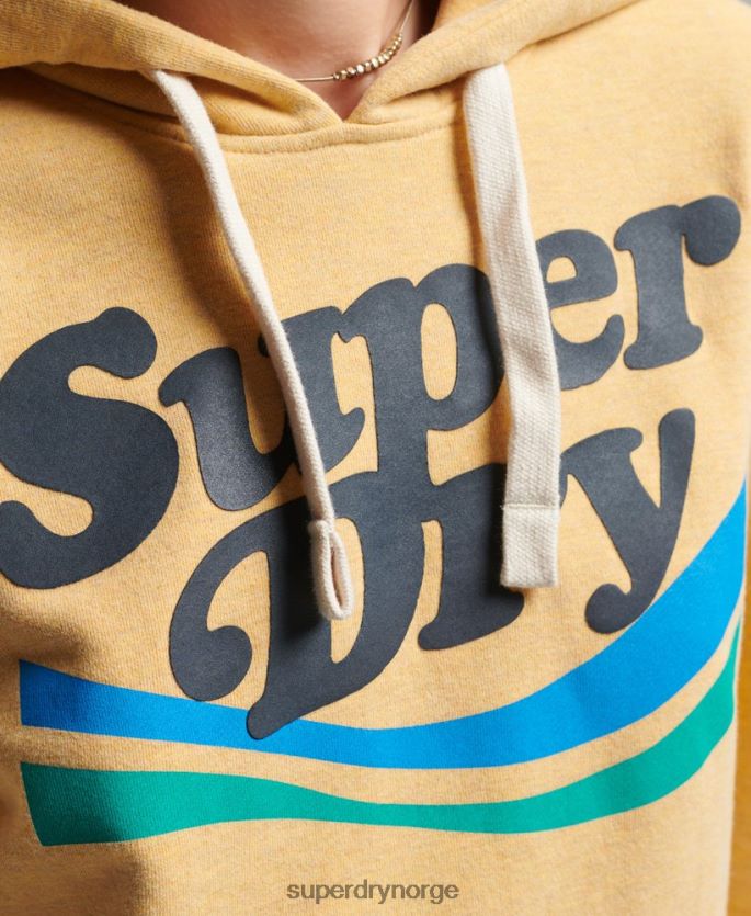 Superdry gul klær 86P46D3454 regnbue hettegenser med grafisk logo kvinner