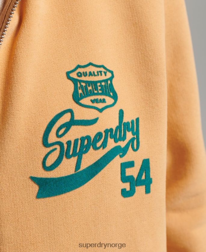 Superdry gul klær 86P46D3498 script college hettegenser med glidelås kvinner