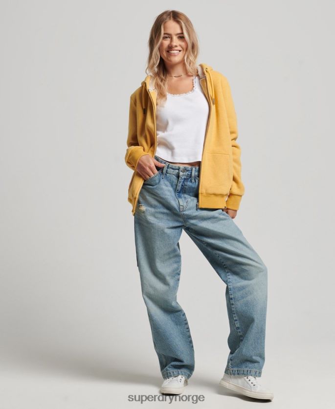 Superdry gul klær 86P46D5754 essensiell borg-fôret hettegenser med glidelås kvinner