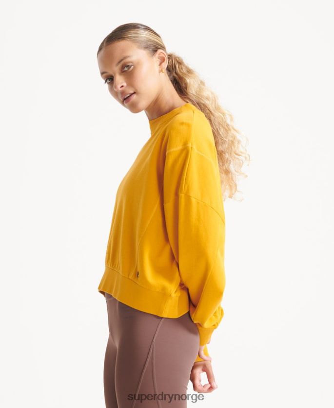Superdry gul klær 86P46D5830 genser med fleksible batwing crew i økologisk bomull kvinner